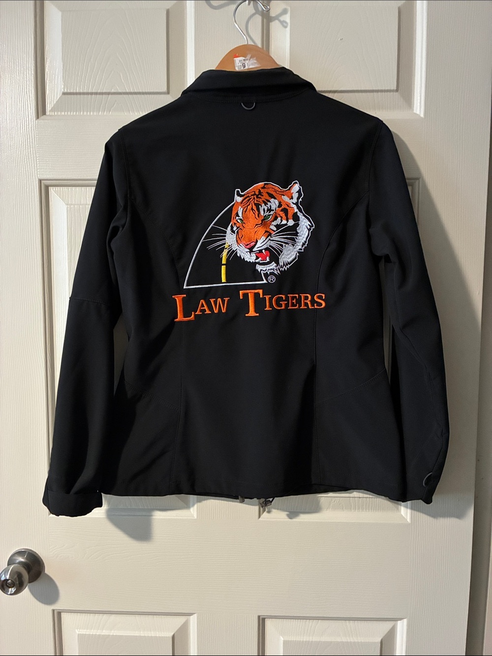 Eddie Bauer Women’s Black Jacket with Orange Tiger Embroidery - "Law Tigers"